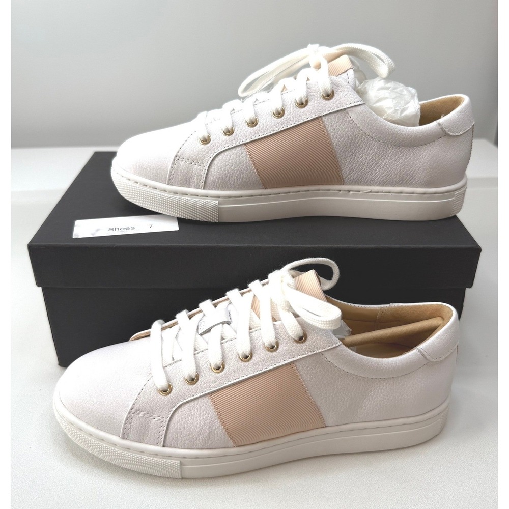 Club Monaco Jowenna White Pink Leather Sneakers Womens 6 NEW MSRP 125